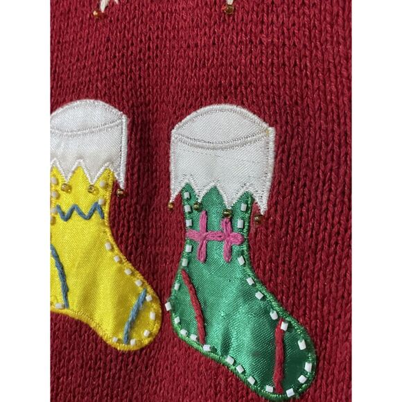 Vintage Red Ugly Christmas Cardigan Sweater Large - Picture 5 of 16
